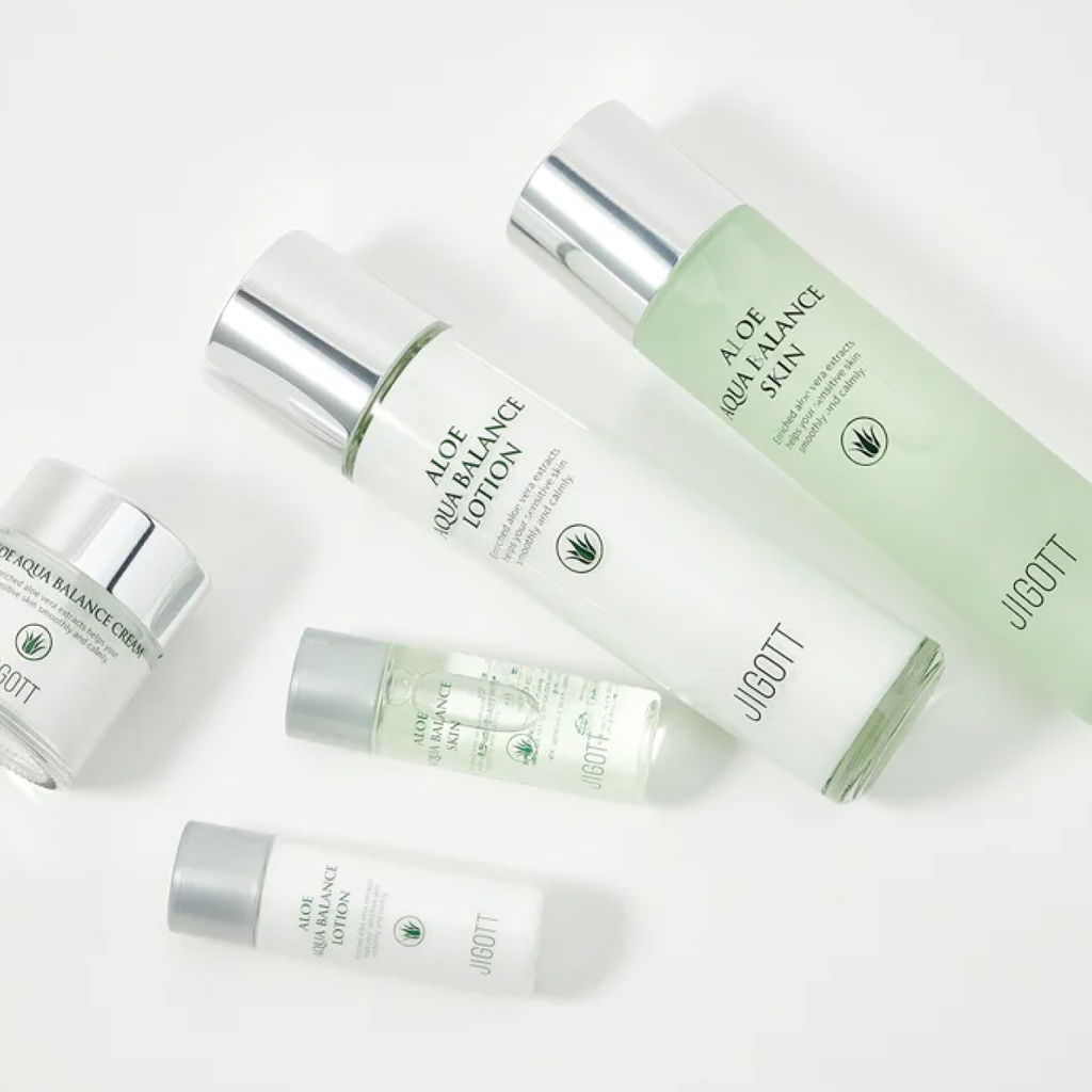Jigott Набор для лица с экстрактом алоэ / Aloe Aqua Balance Skin Care 3 Set, 150 мл*2, 50 мл, 30 мл*2