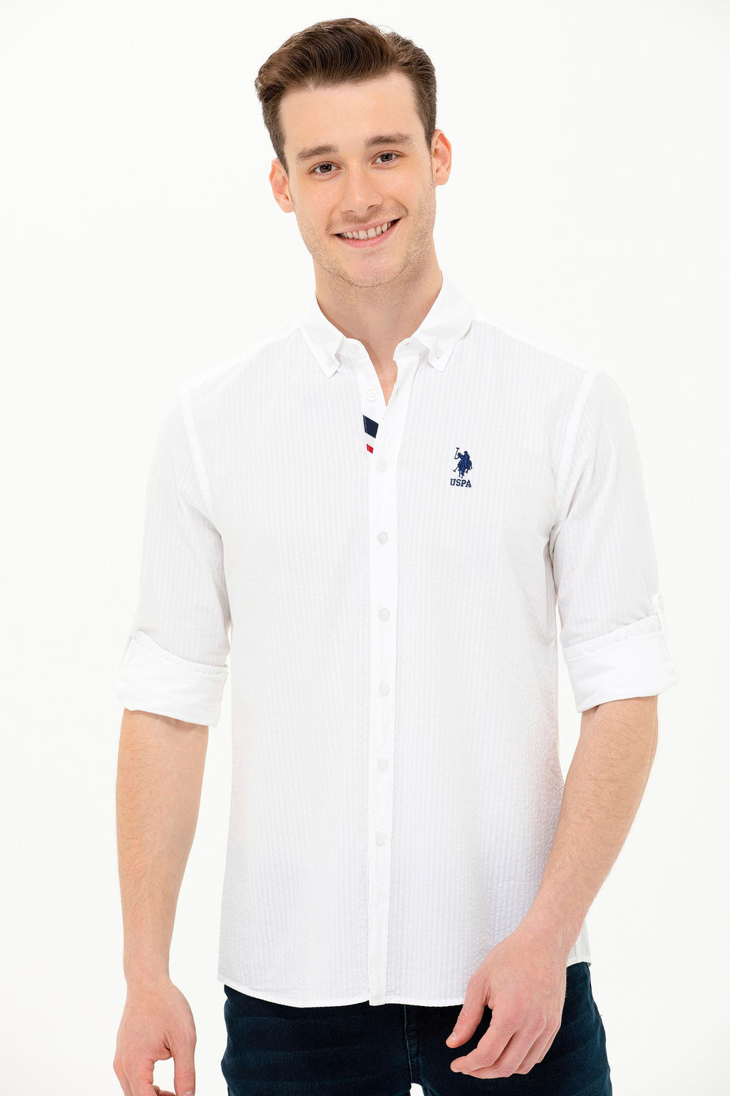 Мужская белая рубашка с длинным рукавом - U.s. polo assn фото 10