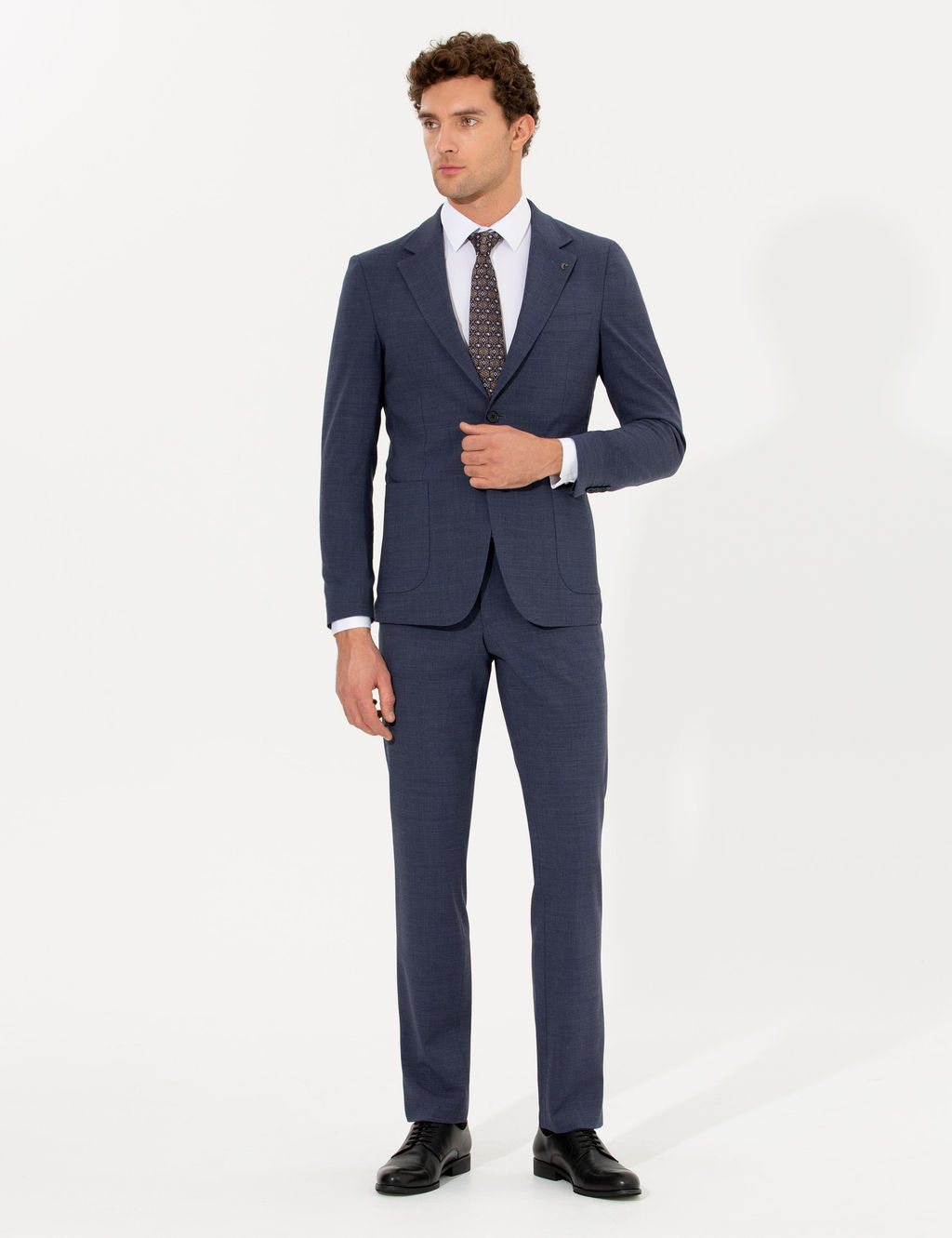 Светло-темно-синий приталенный костюм - Cacharel фото 12