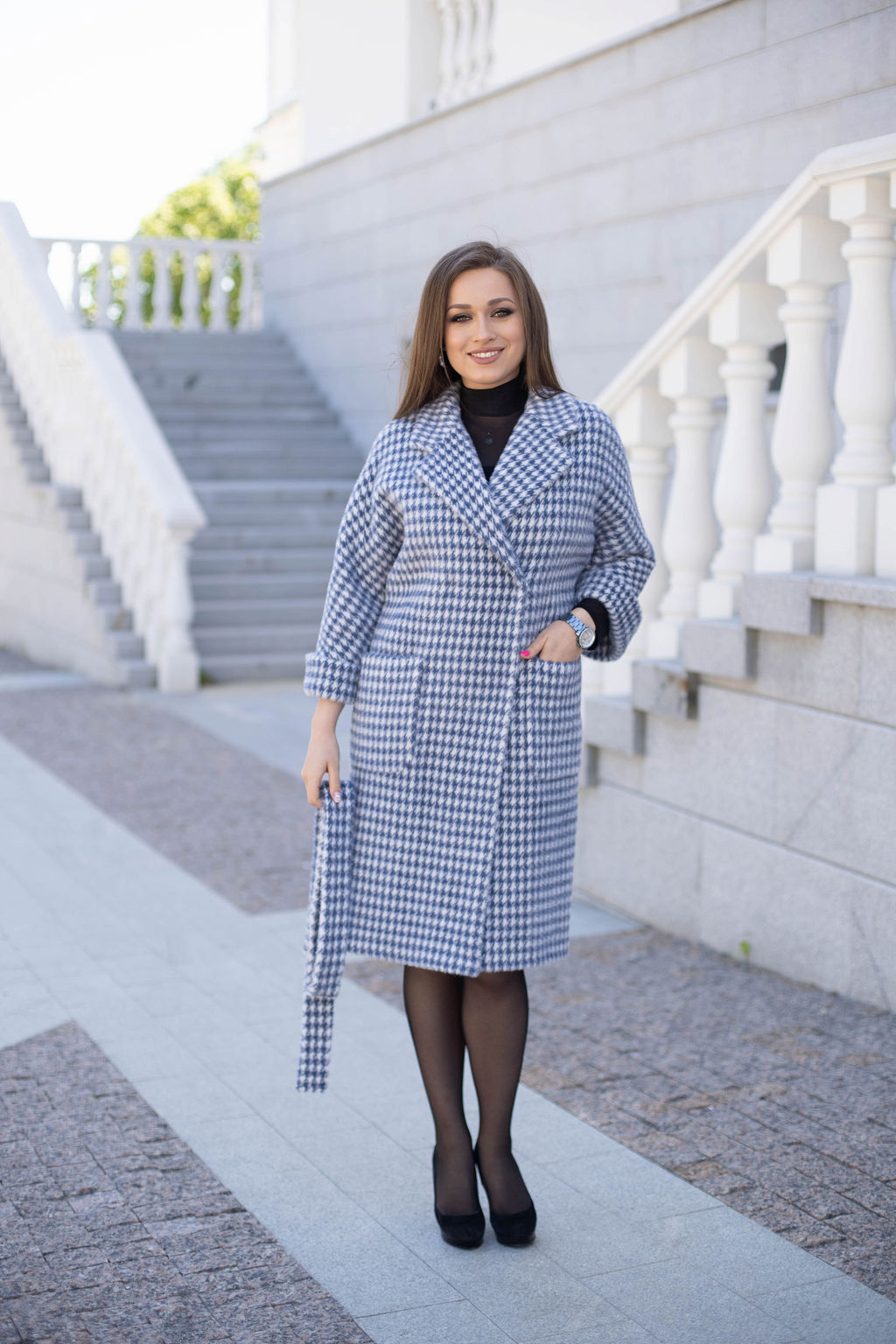 Пальто женское демисезонное 20905 (беж./клетка) - Kankan фото 34