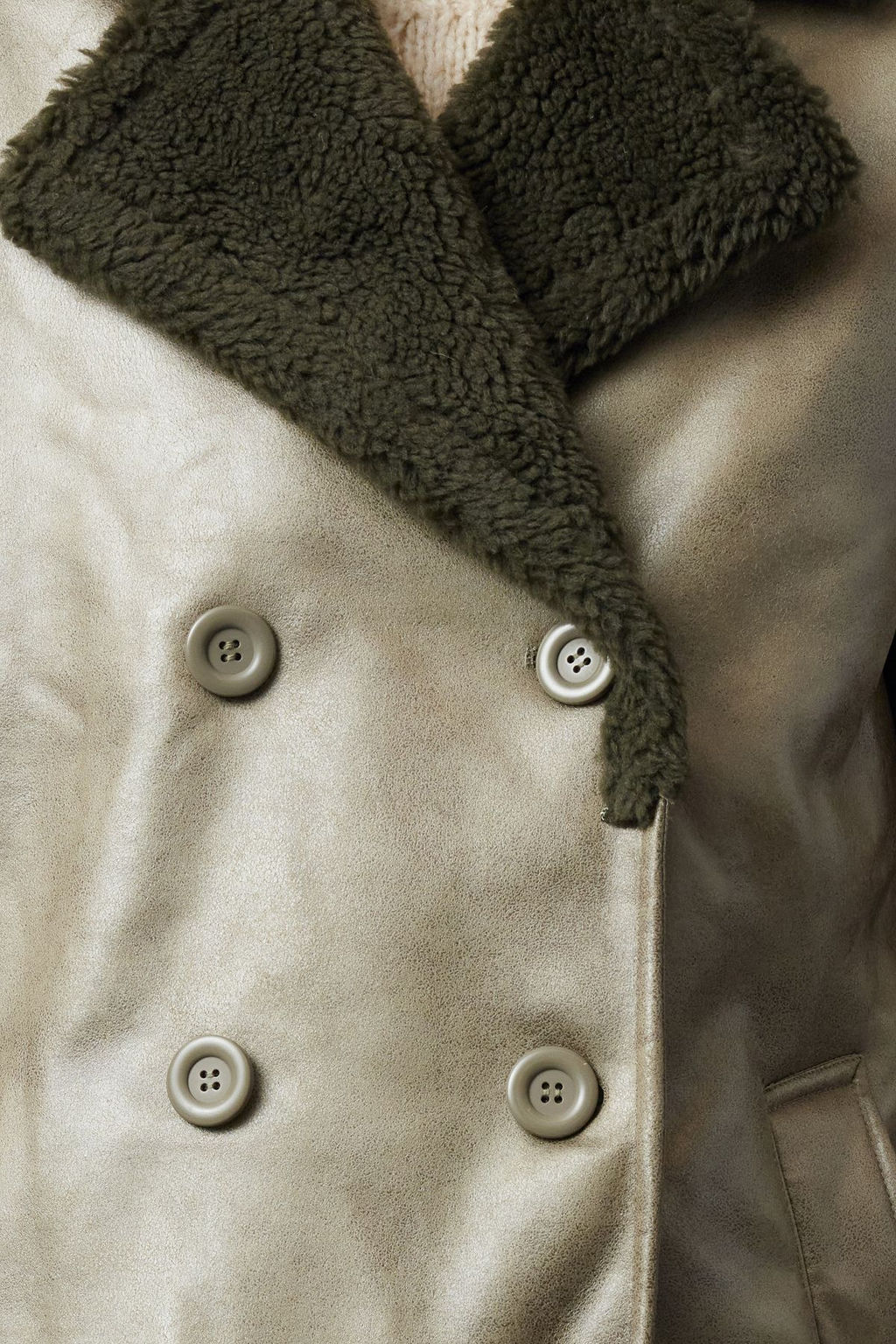 Haki Yakas? Kurk Detayl? Oversize Uzun Kaban TWOAW25KB00000 - Trendyolmilla фото 3