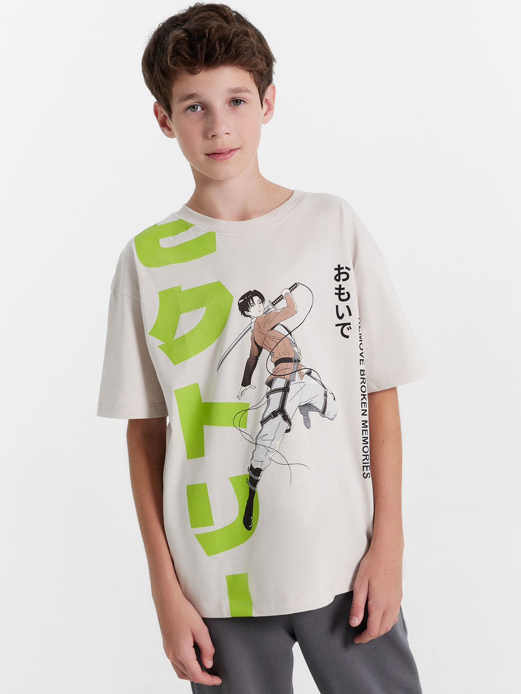 Футболка для мальчиков в сером оттенке с аниме - Mark formelle фото 2