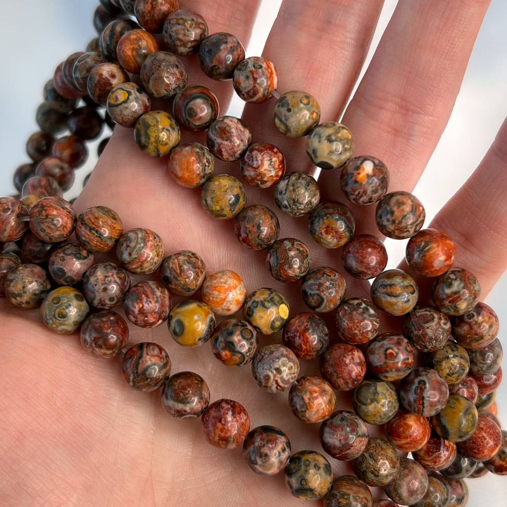 Бусины из леопардовой Яшмы (45 бусин) 38 см