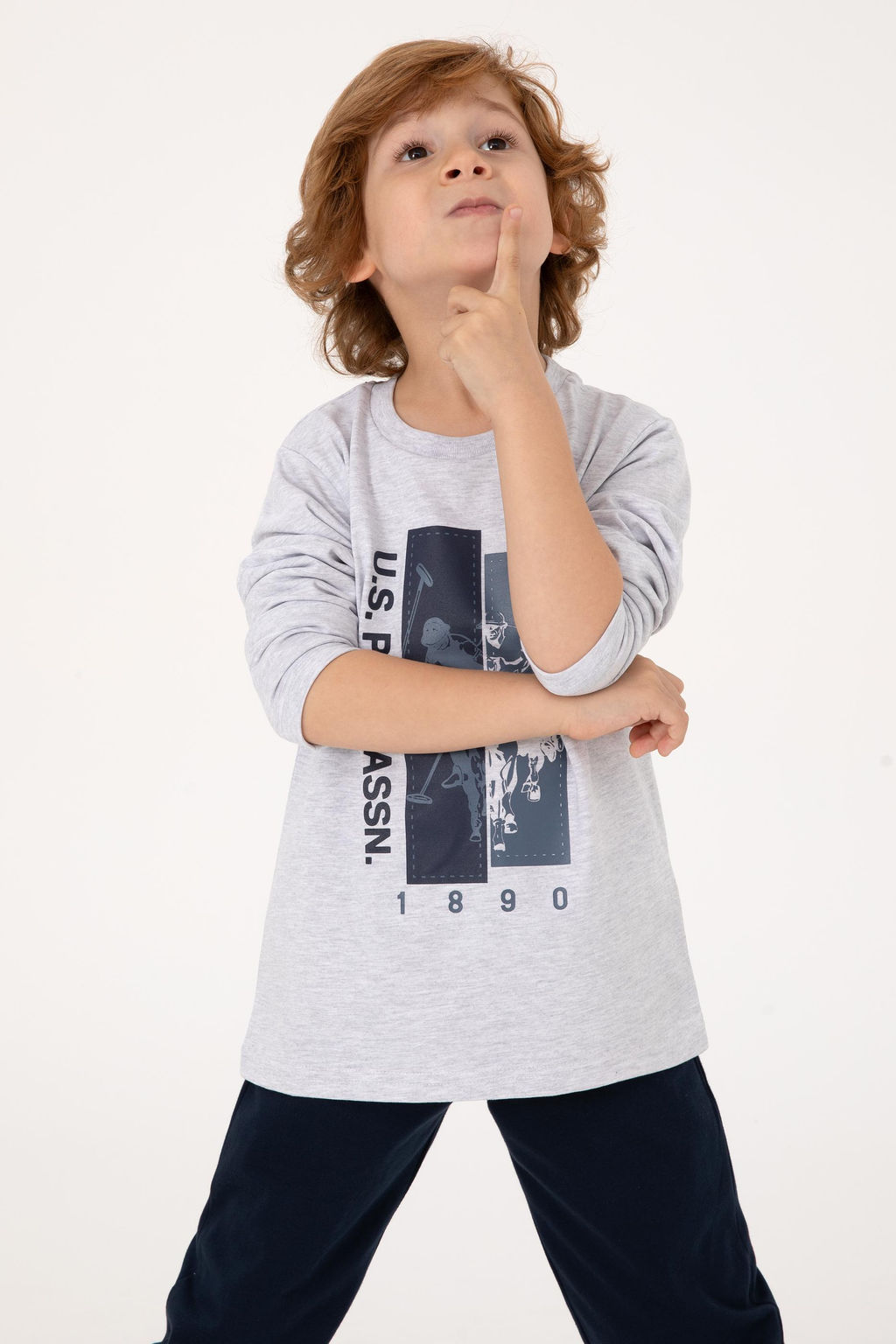 Erkek _ocuk Gri Melanj Pijama Tak_m_
