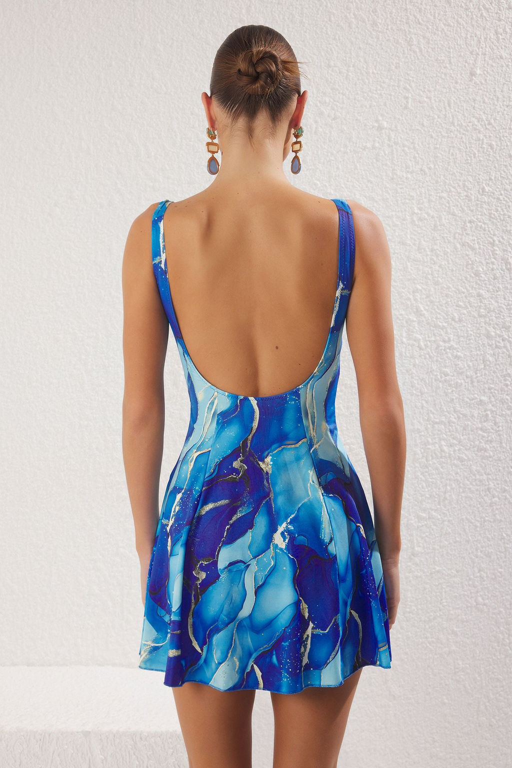 Soyut Desenli Kare Yaka Kapl? Etek Mayo TBESS24MA00175