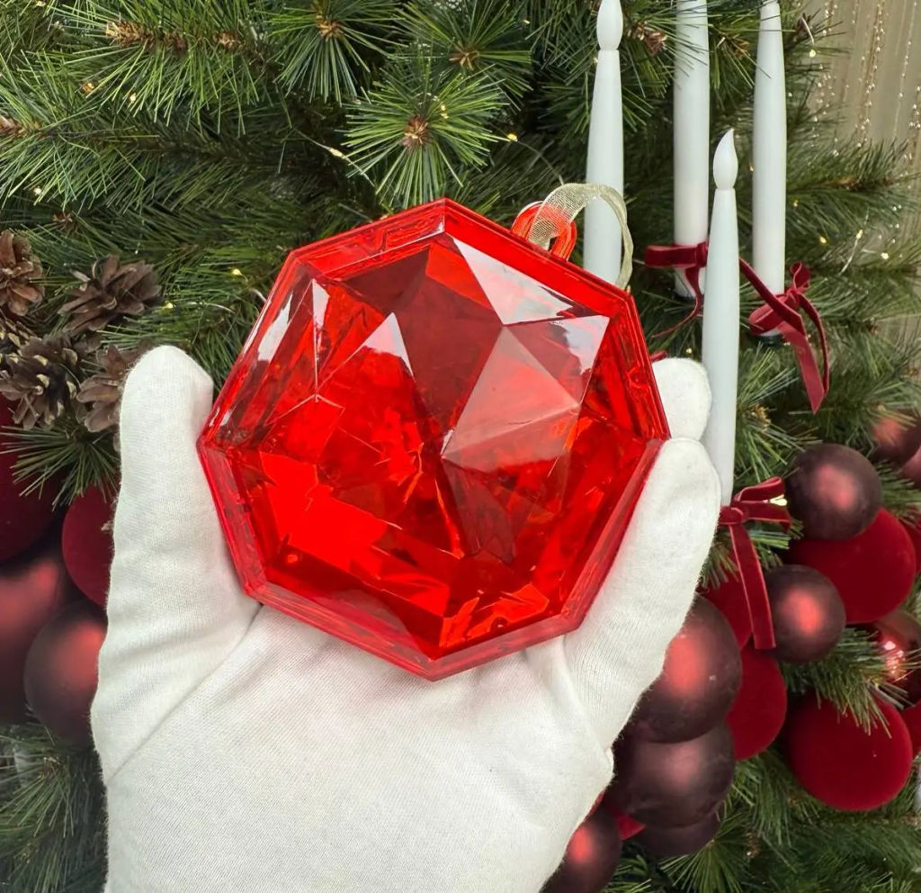 Цена за 2шт. Ёлочное украшение "DIAMOND - Elegant" 8,7*3,7*10 см, Красный