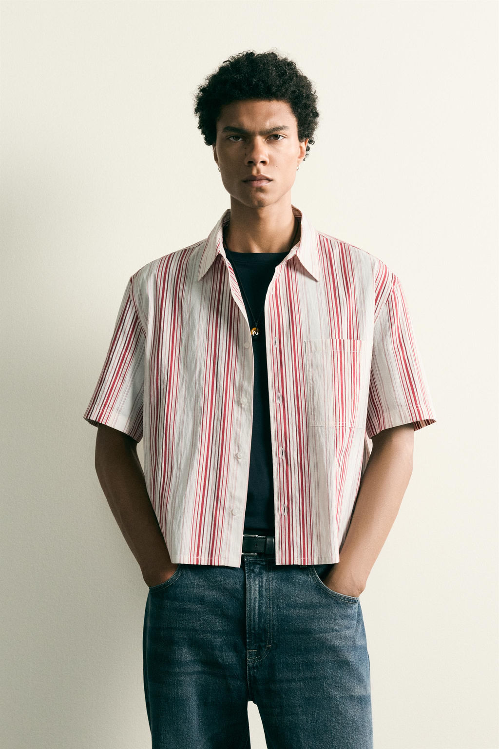 CAMISA BOXY FIT RAYAS / Rosa - Zara фото 2