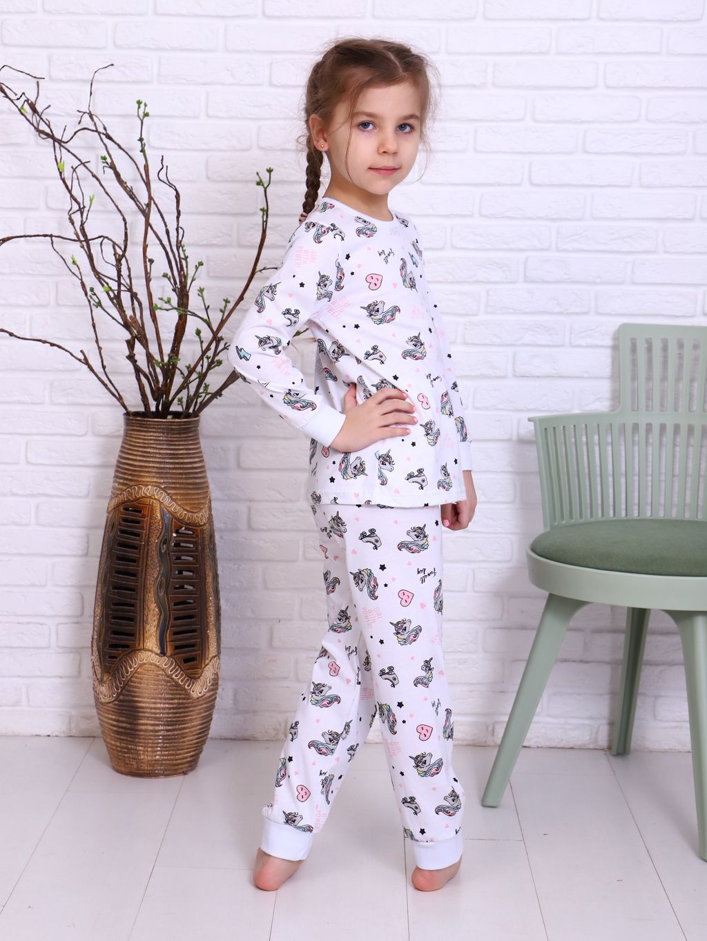 ПЖ6 Пижама детская с брюками на манжетах (ассорти)