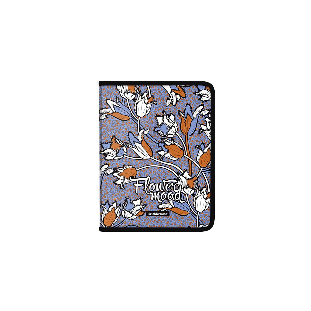 Цена за 4 шт. Папка для тетрадей на молнии пластиковая ErichKrause® Tulips, A5+ (в пакете по 4 шт.)