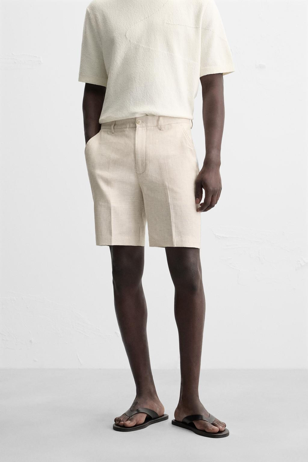 REGULAR FIT LINEN/COTTON BERMUDA SHORTS - Zara фото 2
