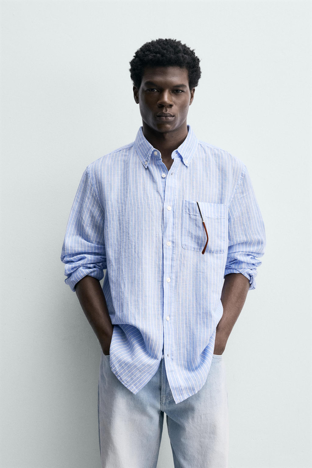 CAMISA REGULAR FIT LINO - ALGOD?N / rayas