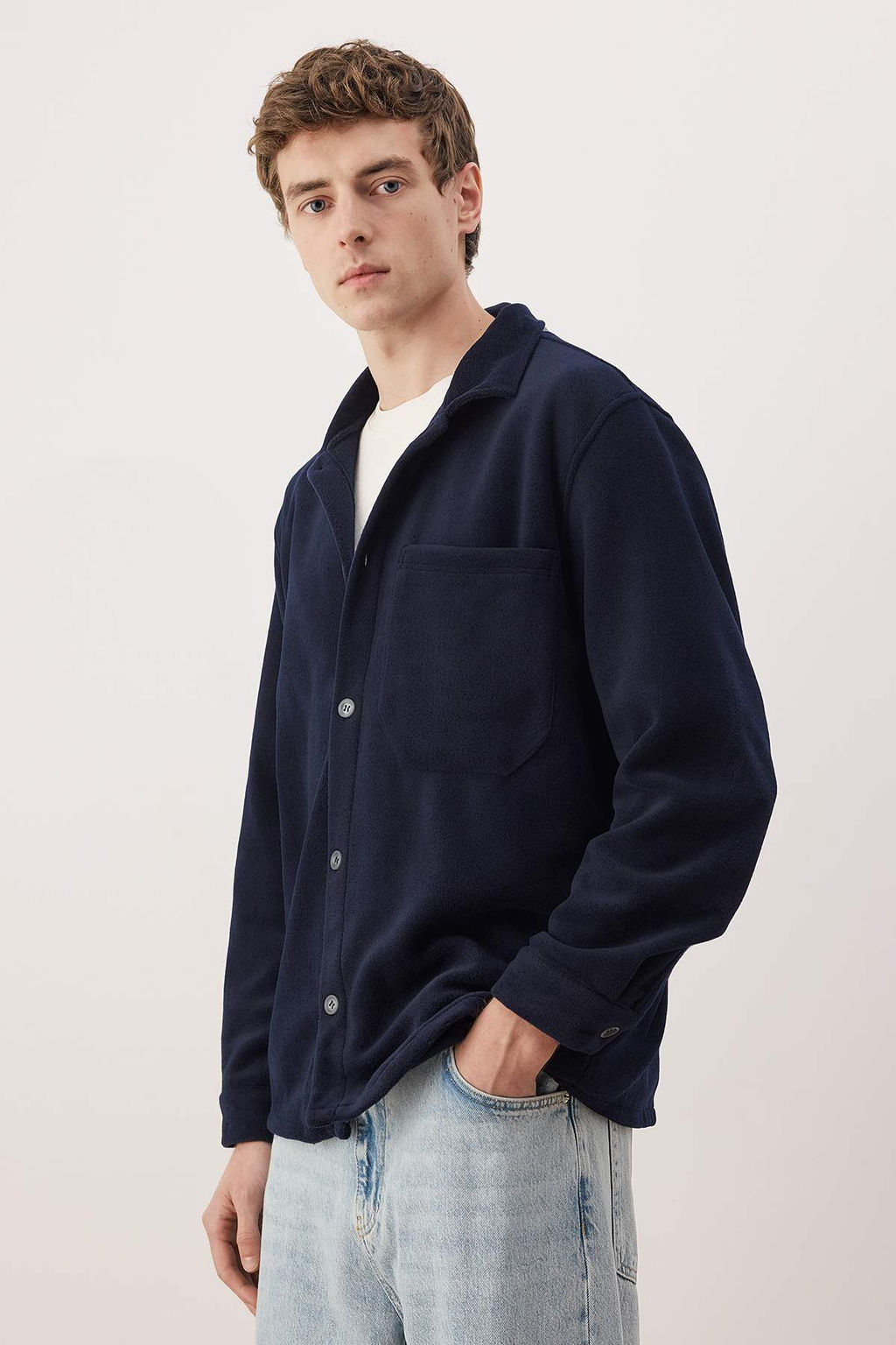 Lacivert Polar Regular/Normal Kesim Cep Detayl? Gomlek TMNAW26GO00028 - Trendyolmilla фото 3