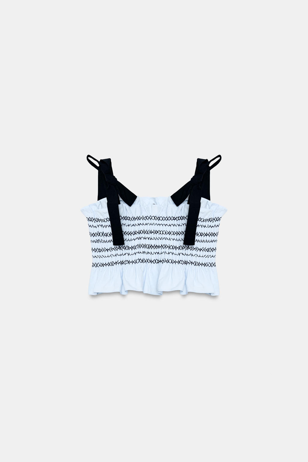 TOP LAZOS NIDO DE ABEJA / Azul / Blanco - Zara фото 5