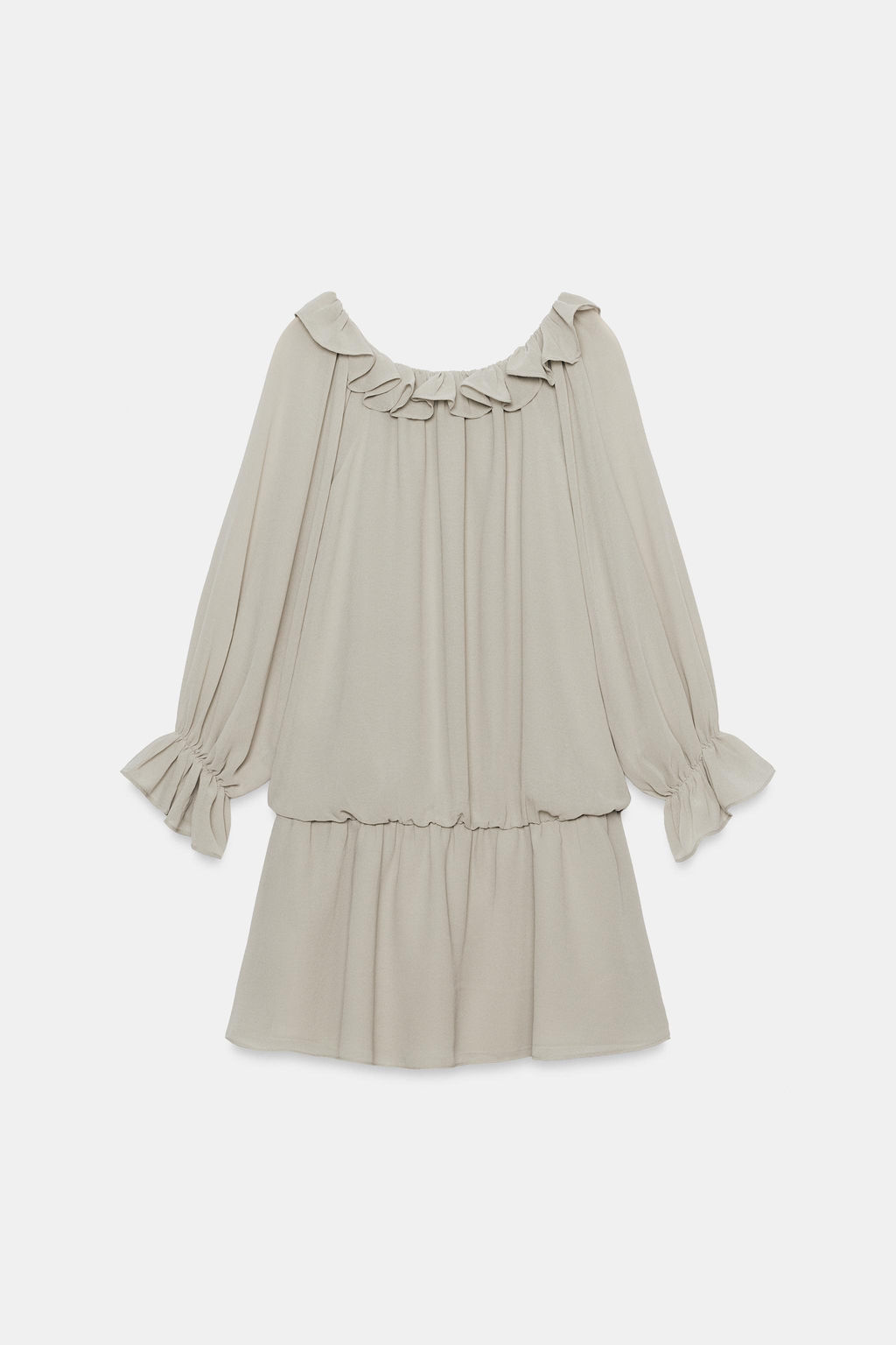 VESTIDO GEORGETTE VOLANTES BRILLOS / Gris - Zara фото 6