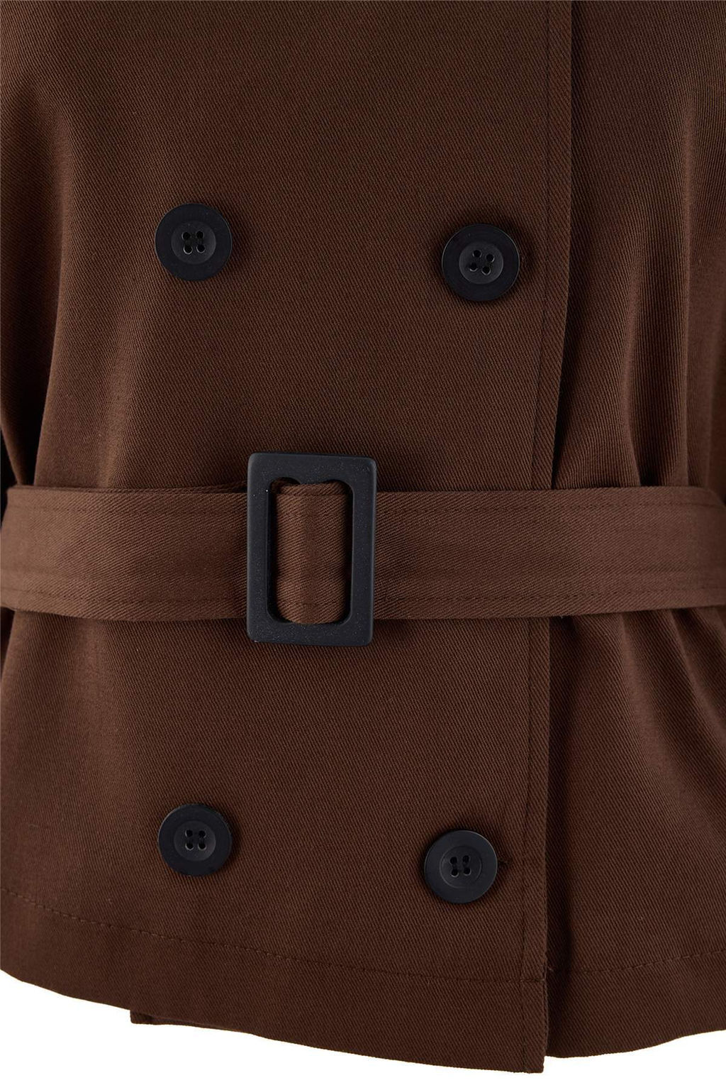 Wardrobe Essentials Kahverengi Regular Dik Yaka Kemerli Gabardin K_sa Tren_kot TWOSS26TR00004 - Trendyolmilla фото 6