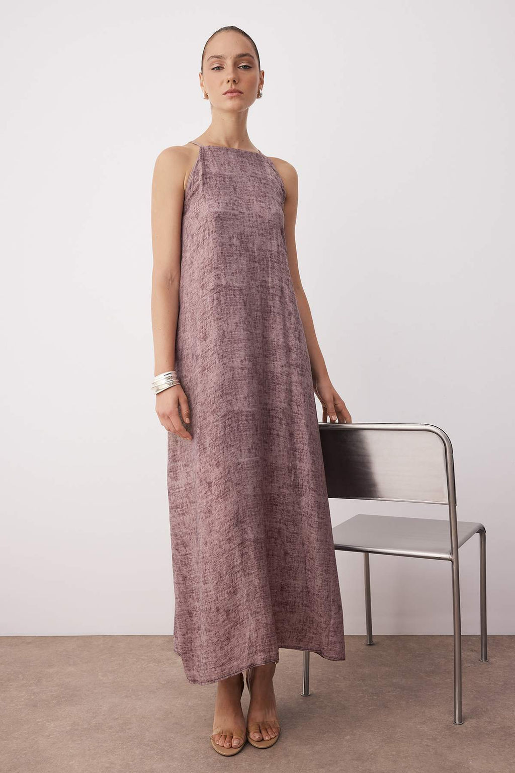 Antrasit Duz Maxi Dokuma Elbise TWOSS25EL00904 - Trendyolmilla фото 7