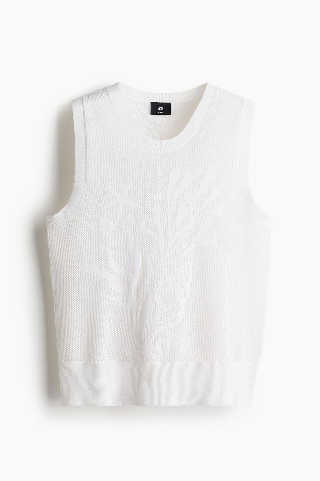 Su?ter sin mangas en punto jacquard Slim Fit