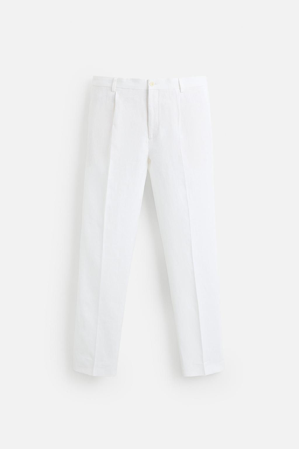 100% LINEN PLEATED TROUSERS - Zara фото 8