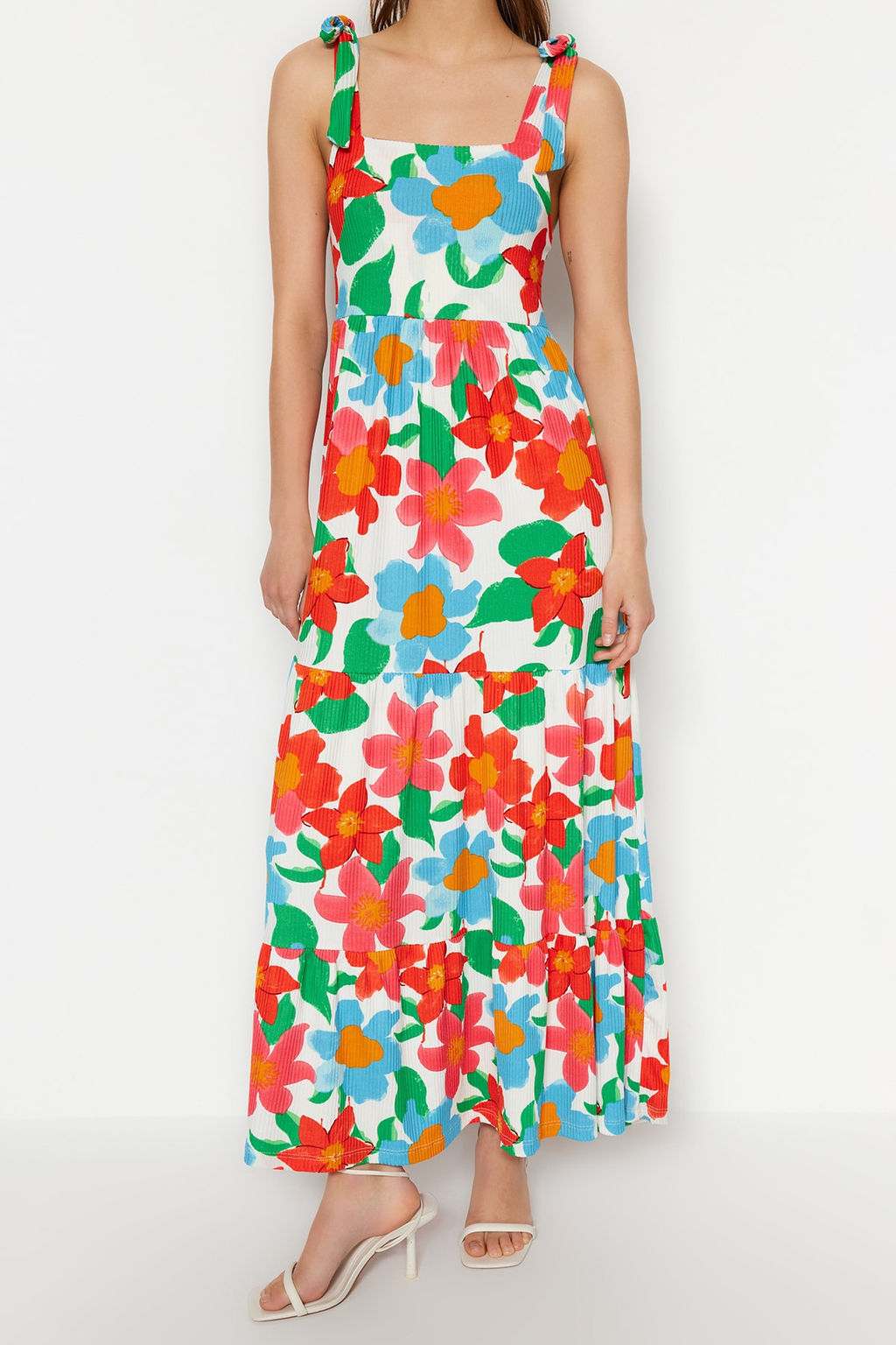 TRENDYOLMILLA Yesil Baglama Ask?l? Etegi F?rf?rl? Fitilli Maxi Orme Maxi Elbise TWOSS23EL02328  фото 12