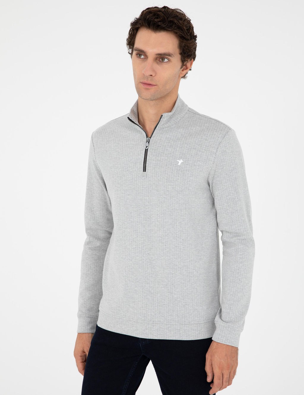 Серый меланжевый свитшот стандартного кроя - Cacharel фото 3