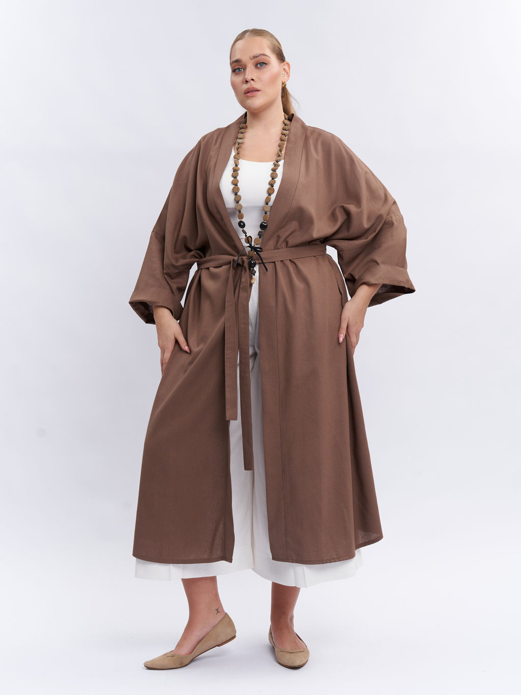 Кардиган льняной длинный TKA04052BEG18