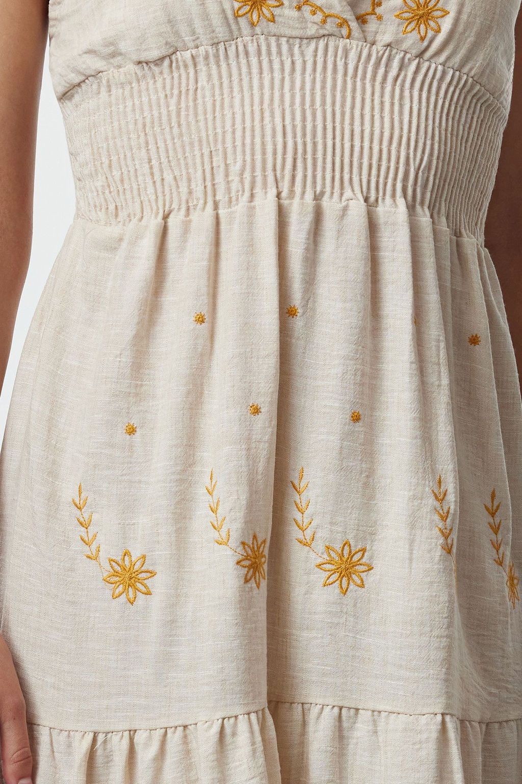 Tas Belden Ac?lan Cicek Nak?sl? Gipeli Midi Dokuma Elbise TWOSS24EL01116 - Trendyolmilla фото 3