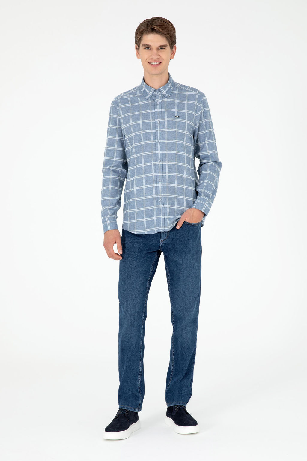 Мужская голубая рубашка с длинным рукавом - U.s. polo assn фото 4