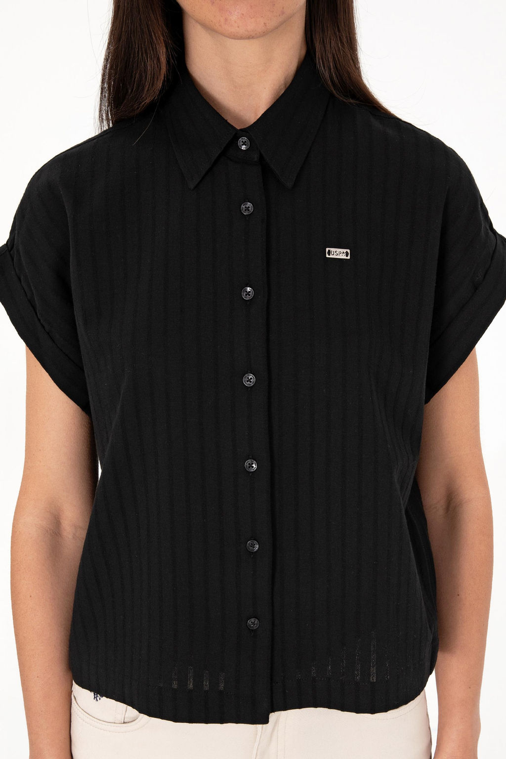 Kad_n Siyah _izgili K_sa Kollu G_mlek Sepette S_rpriz _ndirim - U.s. polo assn фото 6