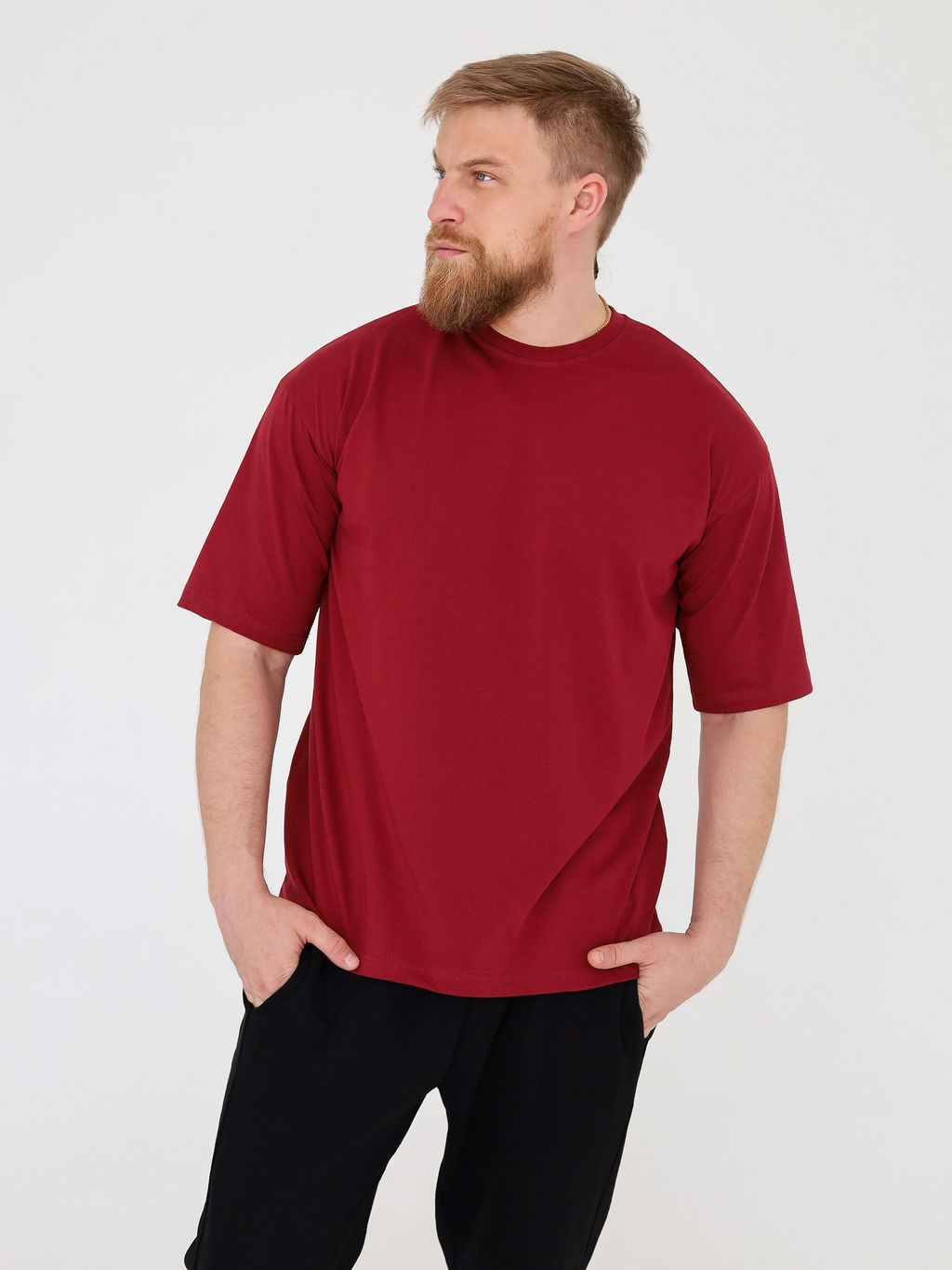 Футболка овер unisex, бордо - Inzibe фото 3
