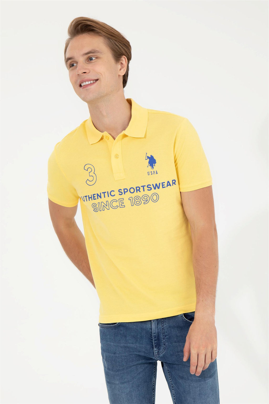 U. S. Polo Assn Мужская светло-желтая футболка с воротником-поло - U.s. polo assn фото 7