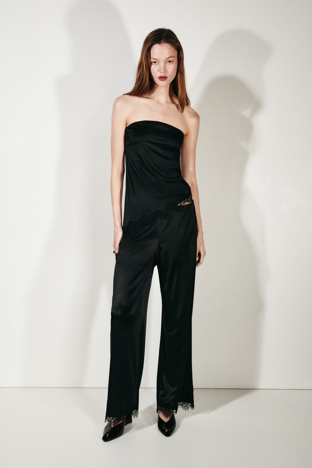 Pantal?n interlock con ribete de encaje - H&m фото 4