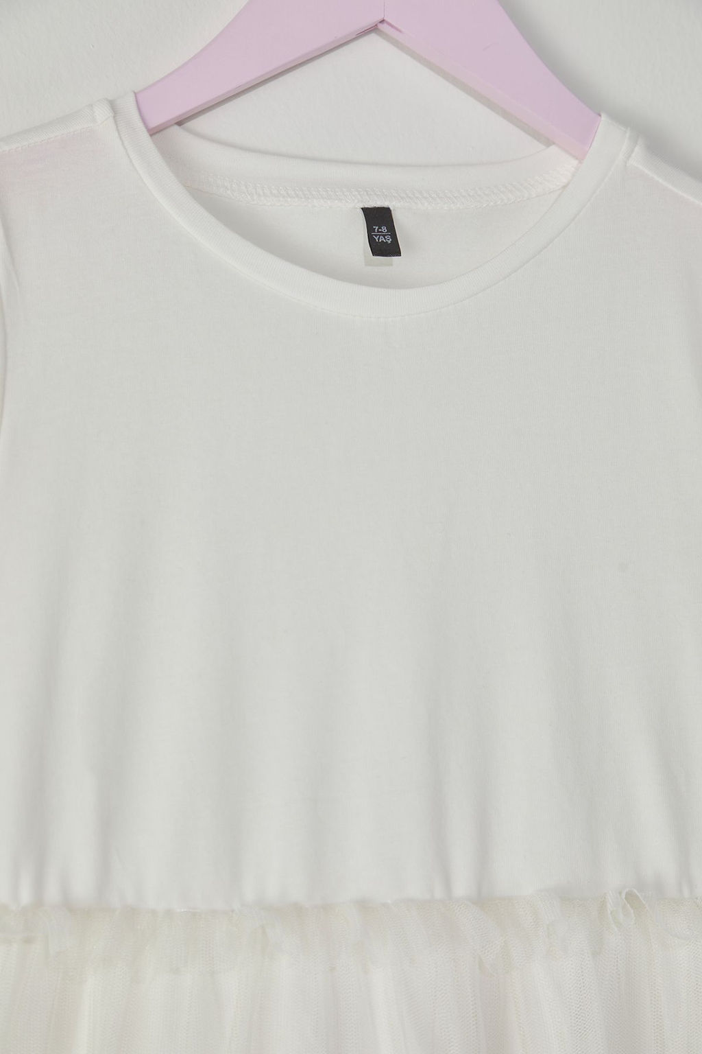 Ekru Pamuklu K?z Cocuk Basic K?sa Kol Mini Tutulu Bayraml?k Dokuma Elbise TKDSS25EL00075 - Trendyolmilla фото 3