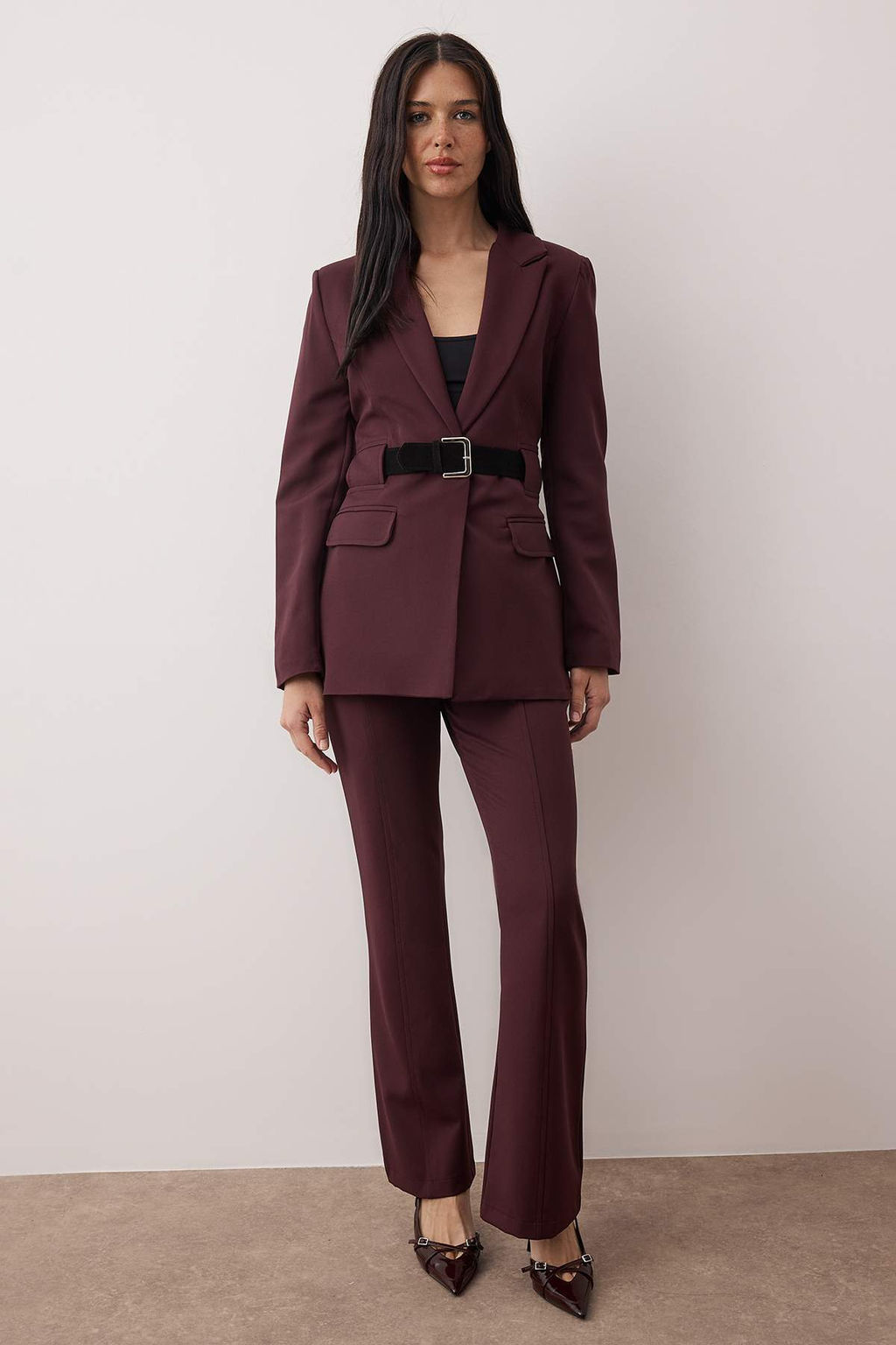 Murdum Kemerli Fitted/Vucuda Oturan Dokuma Blazer Ceket TWOAW26BC00068 - Trendyolmilla фото 2