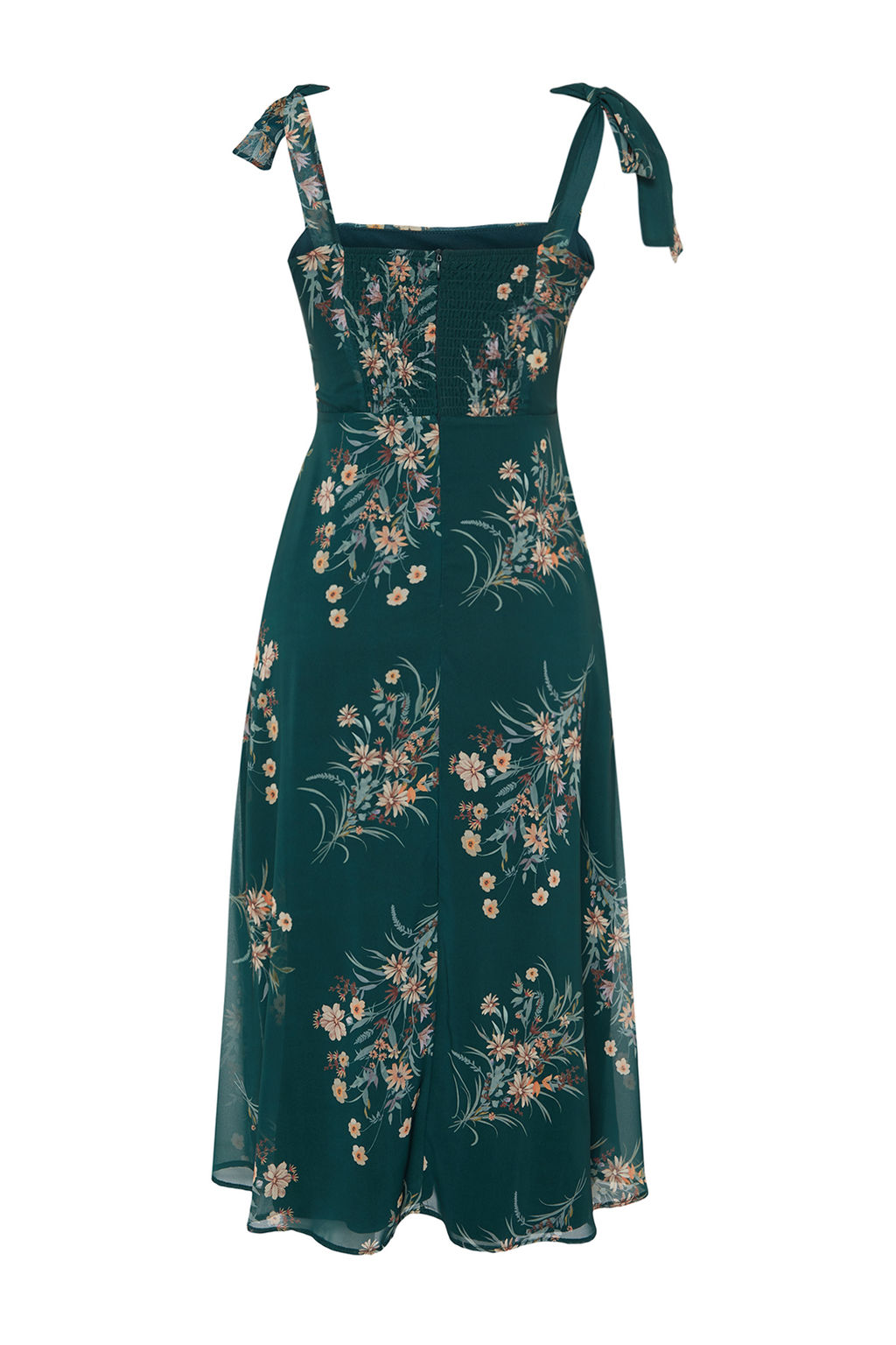 TRENDYOLMILLA Yesil Cicekli A Kesim Y?rtmacl? S?rt? Gipe Detayl? Sifon Astarl? Midi Dokuma Elbise TWOSS24EL00699 фото 21