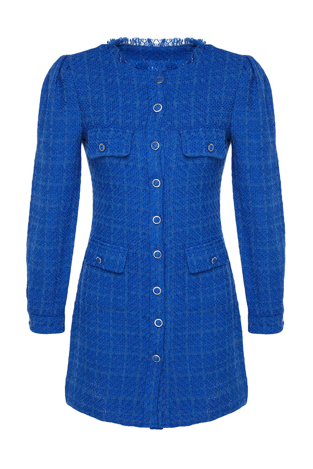 TRENDYOLMILLA Saks Duz Kesim Tuvit Ceket Dokuma Elbise TWOAW24EL00405  фото 11