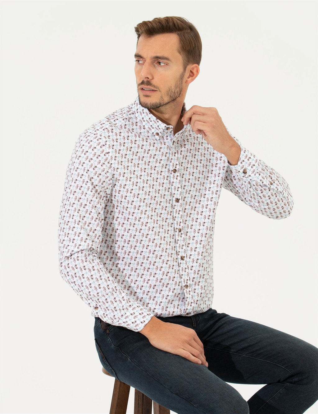 Beyaz Regular Fit Uzun Kollu G_mlek - Pierre cardin фото 2