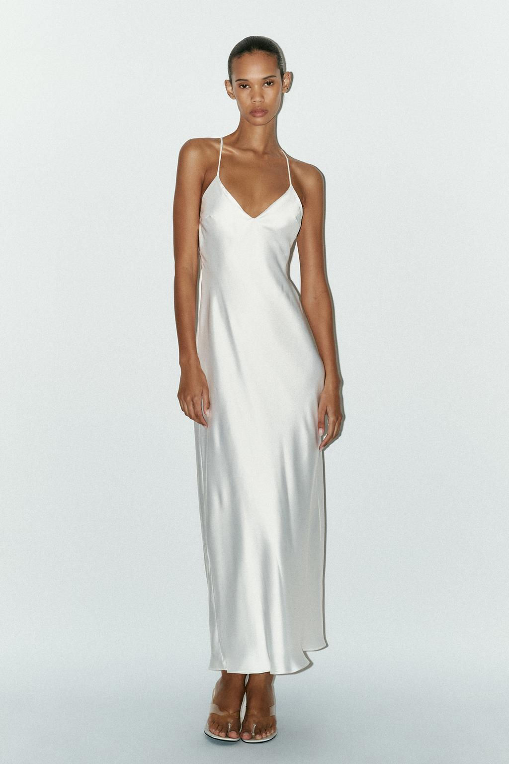 SATIN MIDI DRESS WITH STRAPS ON THE BACK - Zara фото 2
