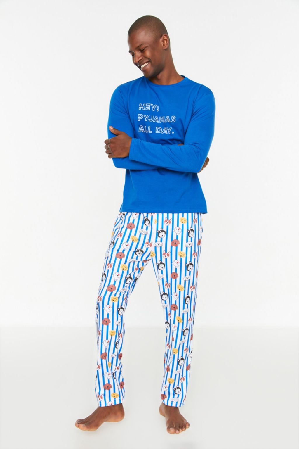 TRENDYOL MAN Zumrut Yesil %100 Pamuk Regular Fit Bask?l? Orme Pijama Tak?m? TMNAW22PT1313 - Trendyolmilla фото 6