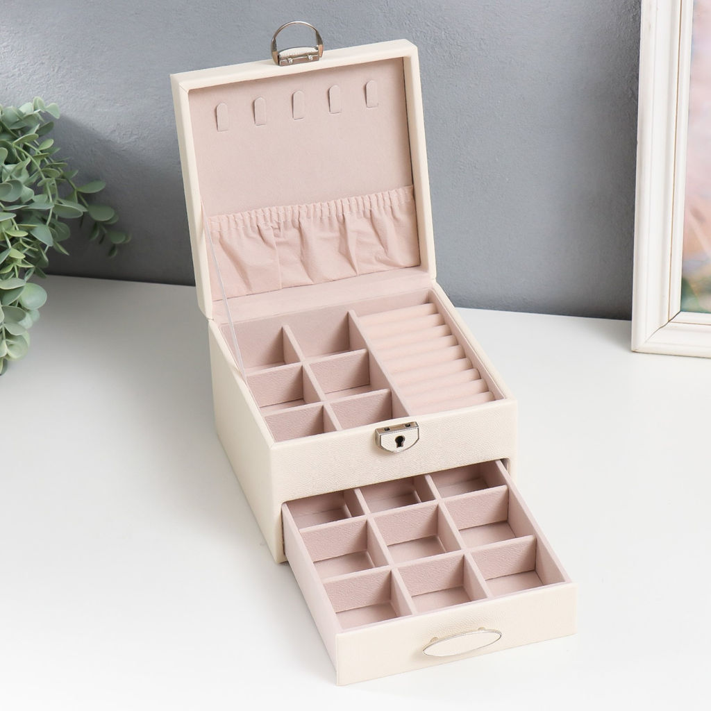 Шкатулка кожзам для украшений Белые облака 16х16х11,8 см - Simaland фото 2