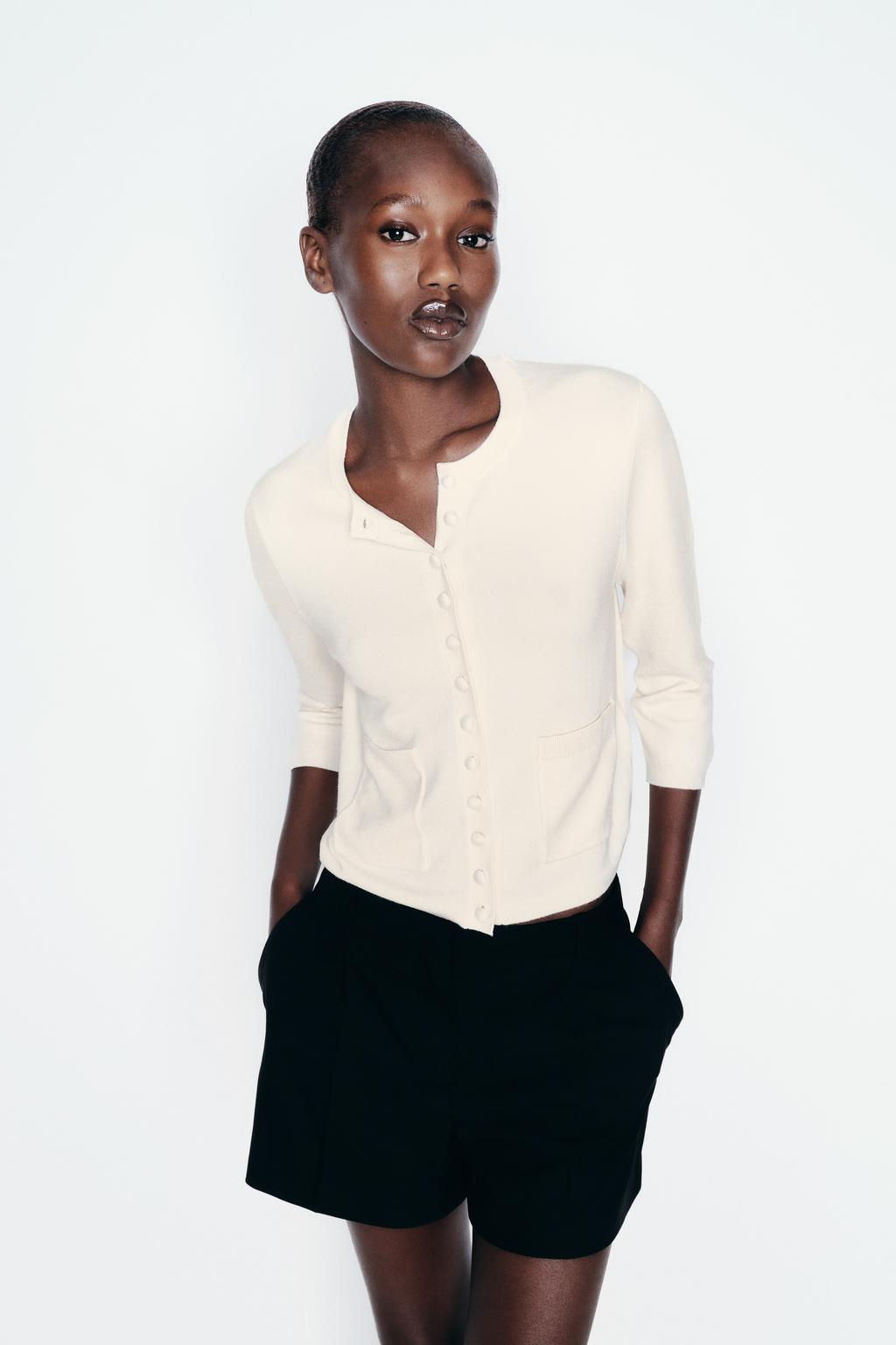 PLAIN KNIT 3/4 SLEEVE CARDIGAN - Zara фото 14