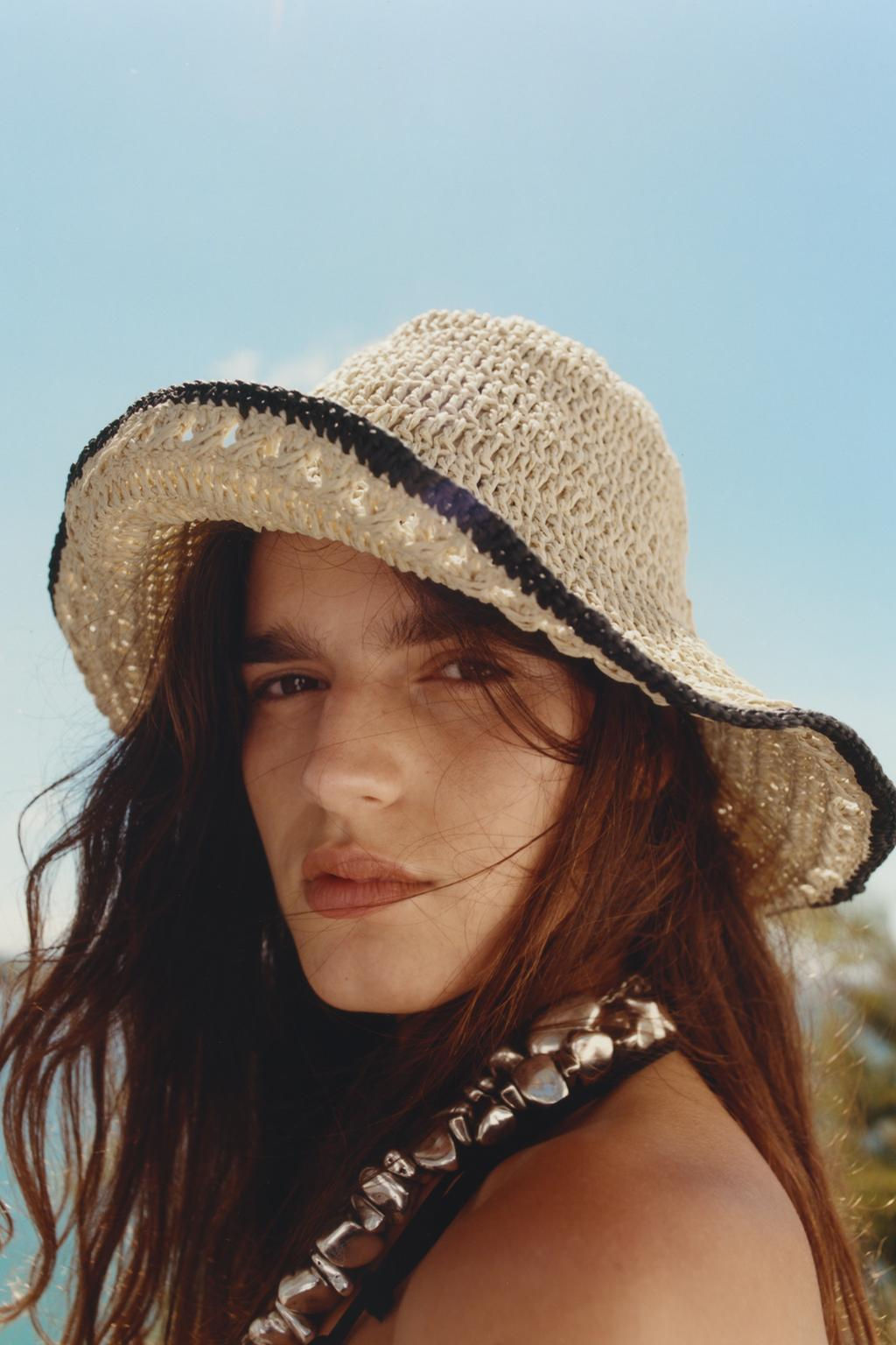 CONTRAST WOVEN BUCKET HAT - Zara фото 2