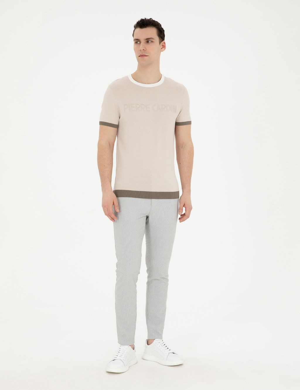 Gri Slim Fit Gofre Ba_c_kl_ Kanvas Pantolon