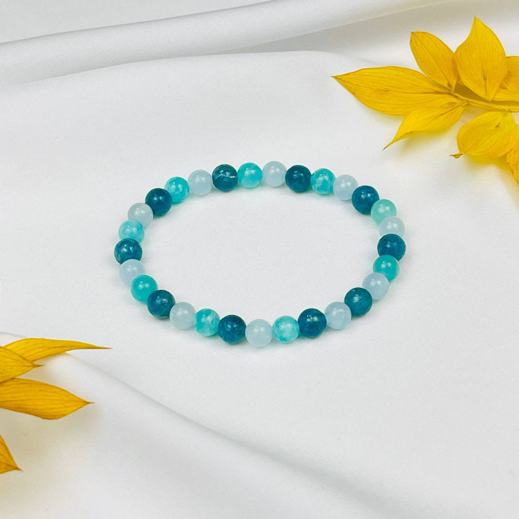 Браслет из Апатита,Аквамарина и Амазонита - Радуга самоцветов фото 2