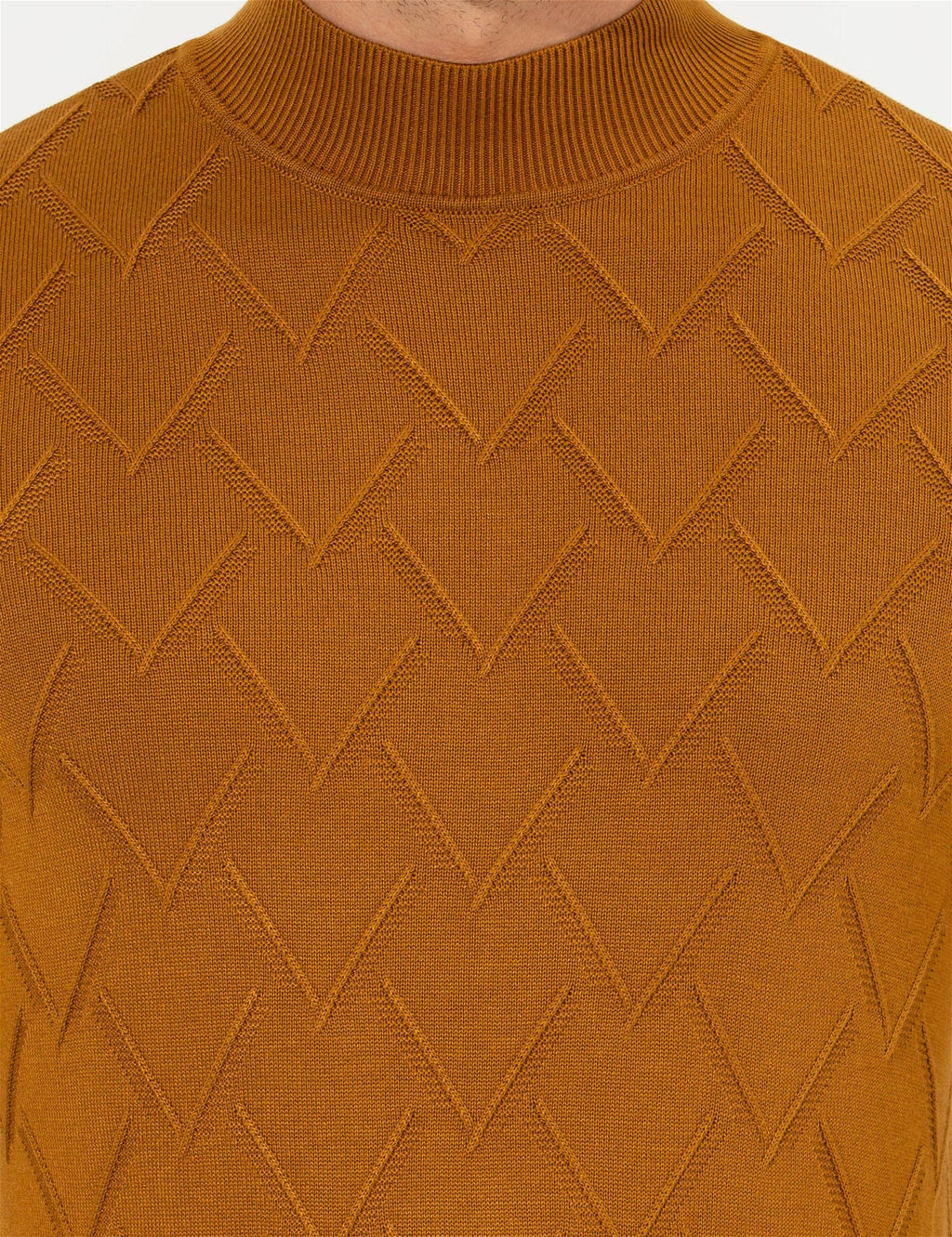 Kahverengi Slim Fit Bal_k__ Yaka Triko Kazak