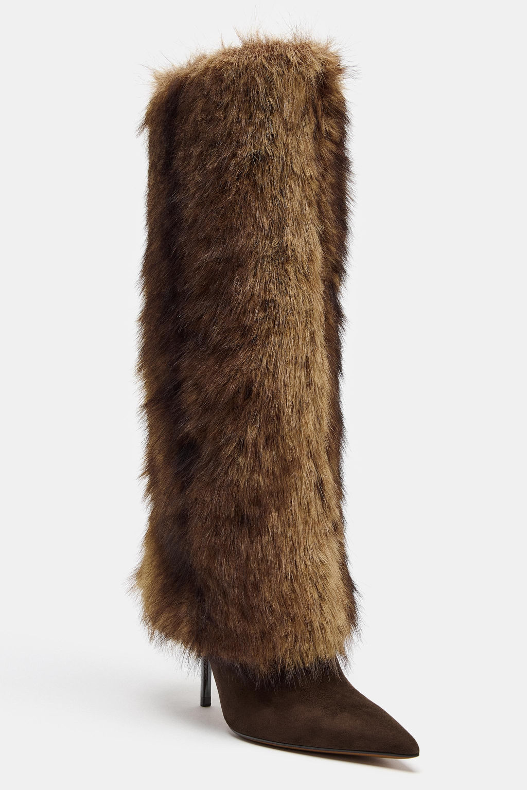 FAUX FUR HEELED BOOTS