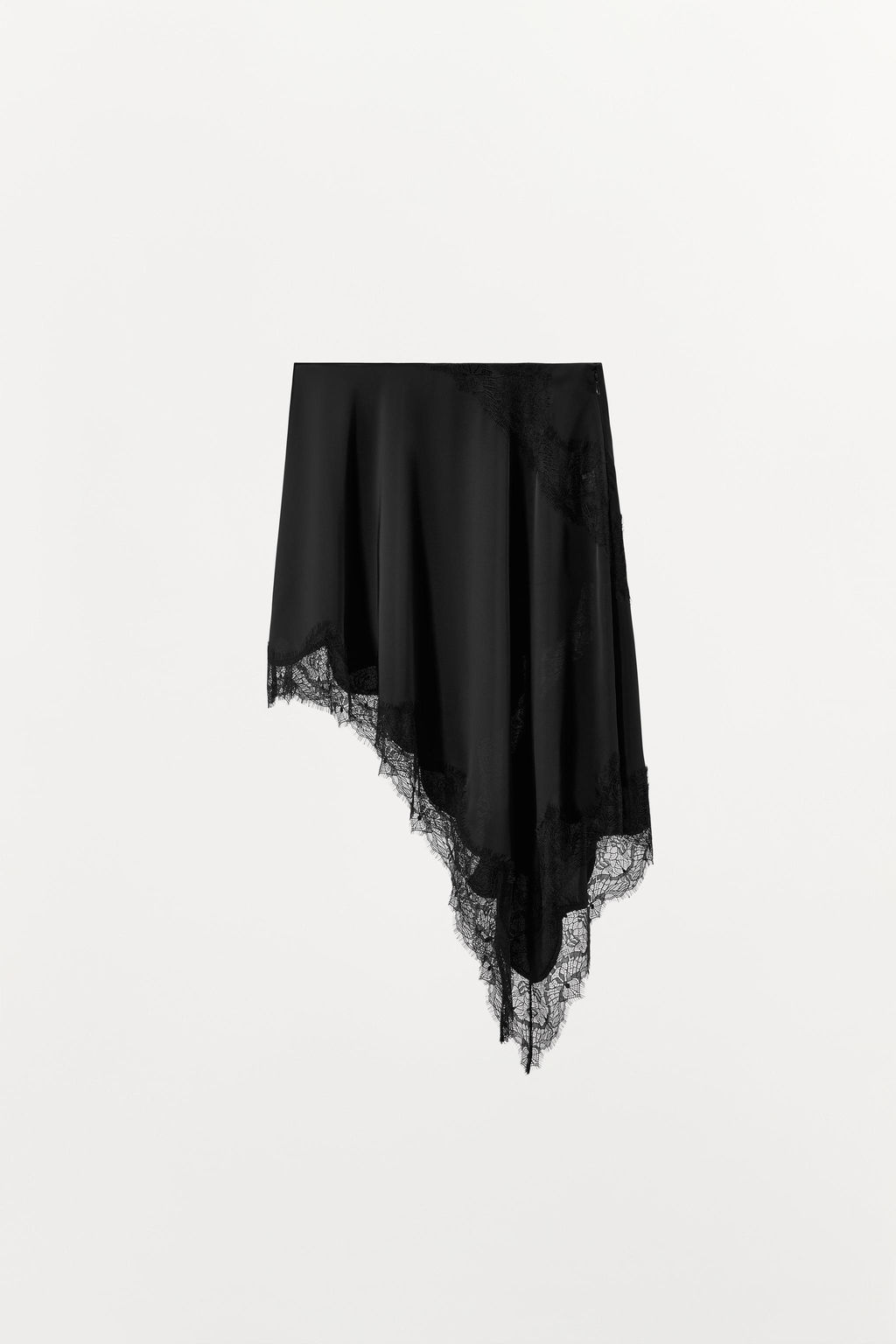 ASYMMETRIC LACE SATIN SKIRT - Zara фото 10