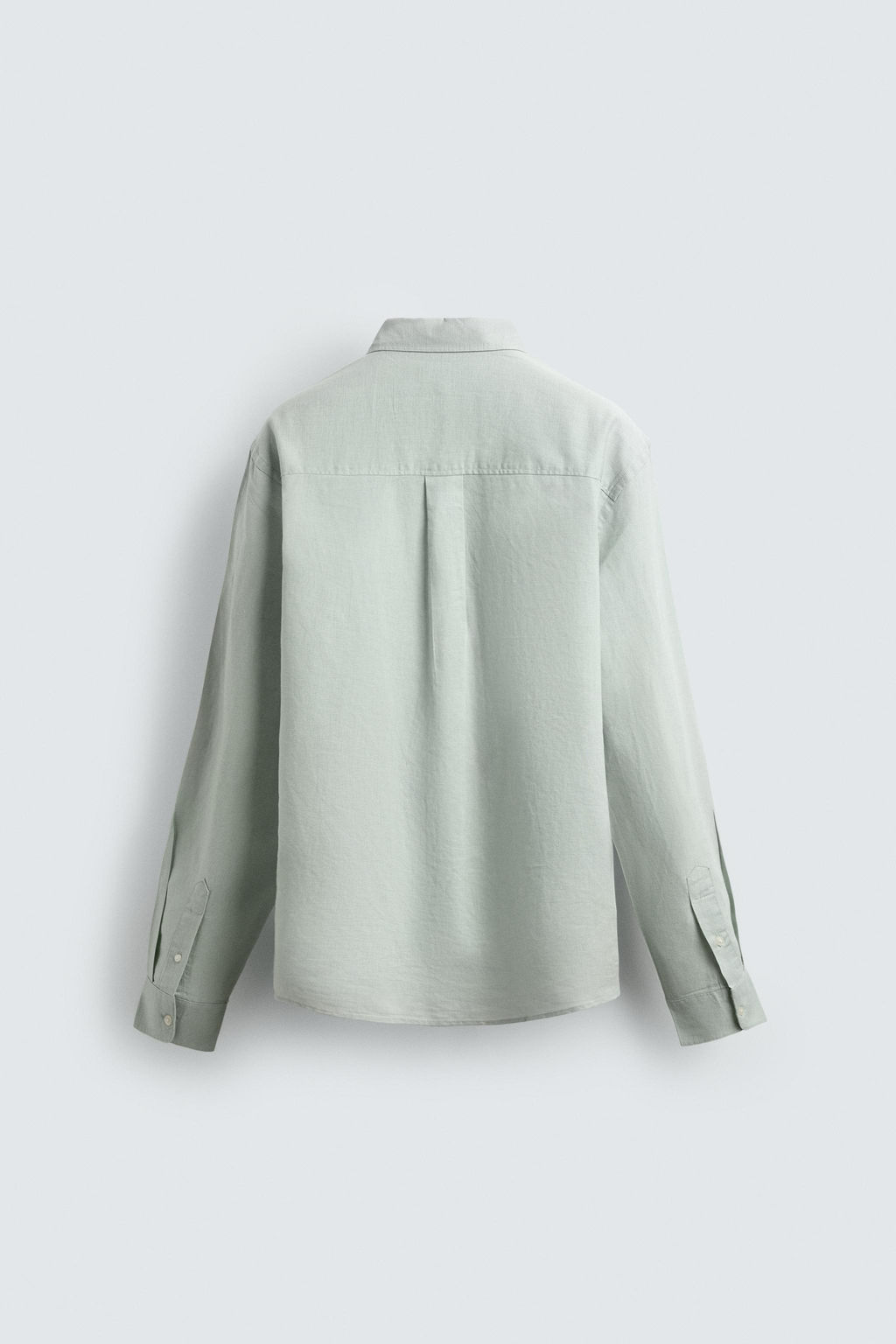CAMISA REGULAR FIT LINO - ALGOD?N / Verde agua - Zara фото 8