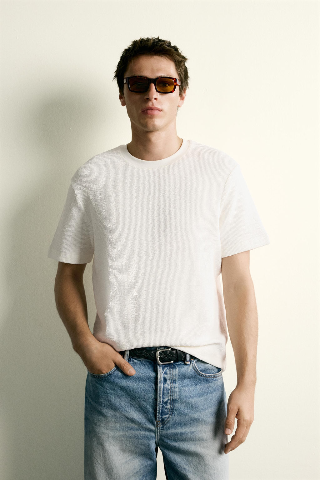 CAMISETA REGULAR FIT SEERSUCKER / Blanco roto - Zara фото 2