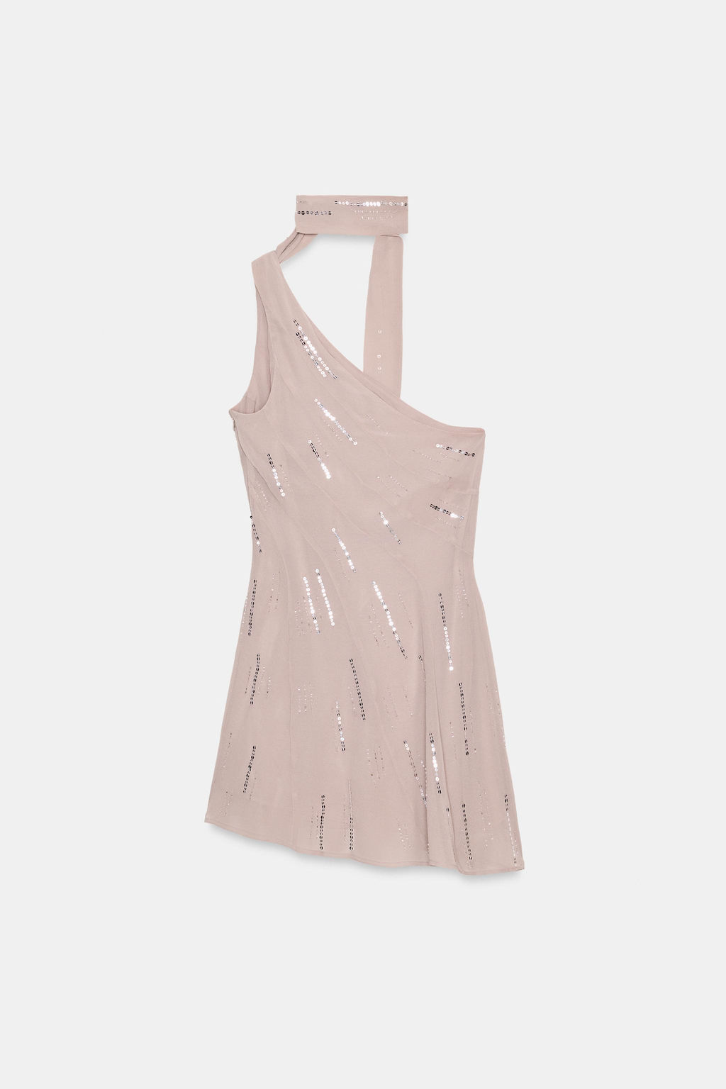 VESTIDO CORTO FOULARD LENTEJUELAS / piedra - Zara фото 6