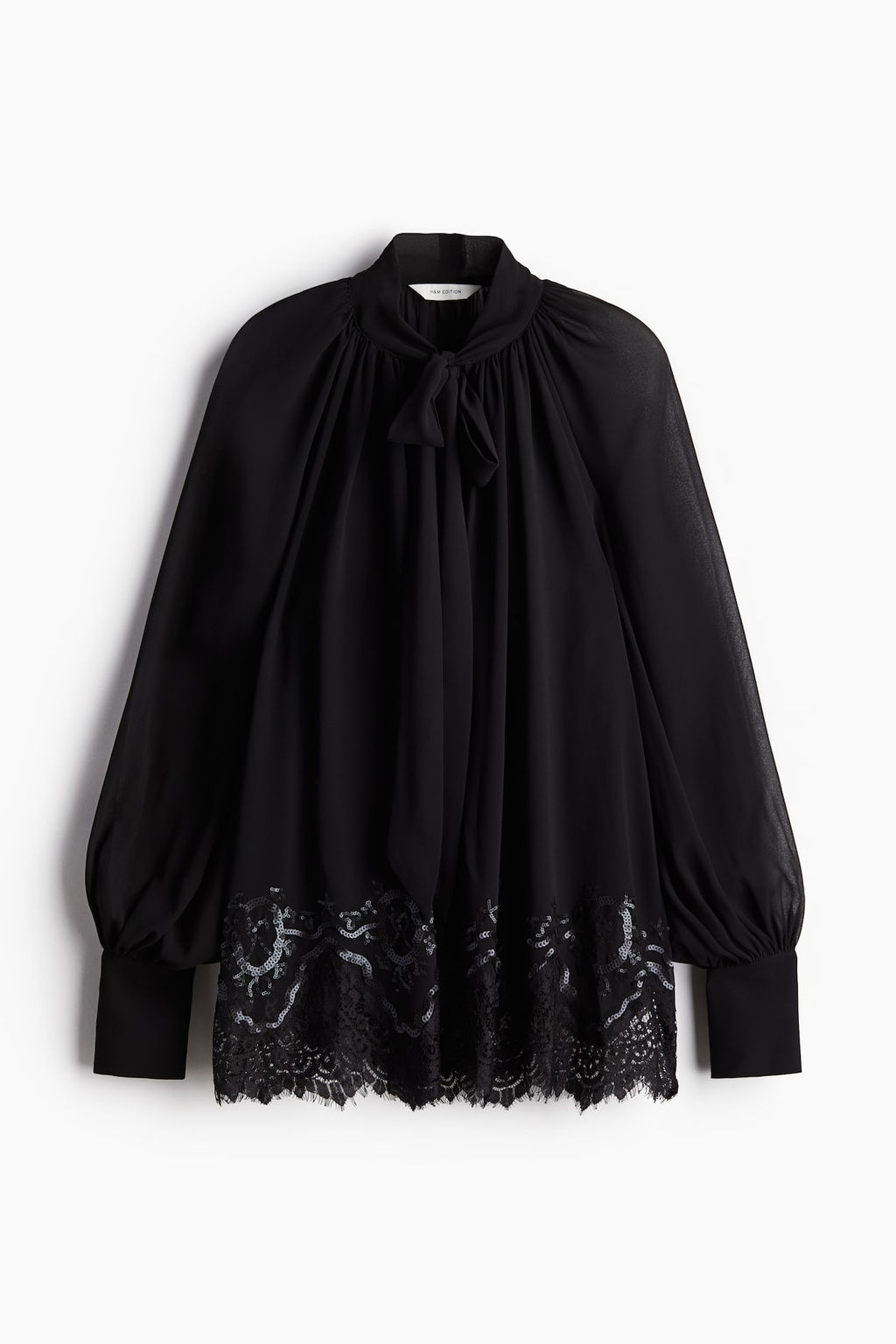 Blusa de gasa con lazada y lentejuelas - H&m фото 4